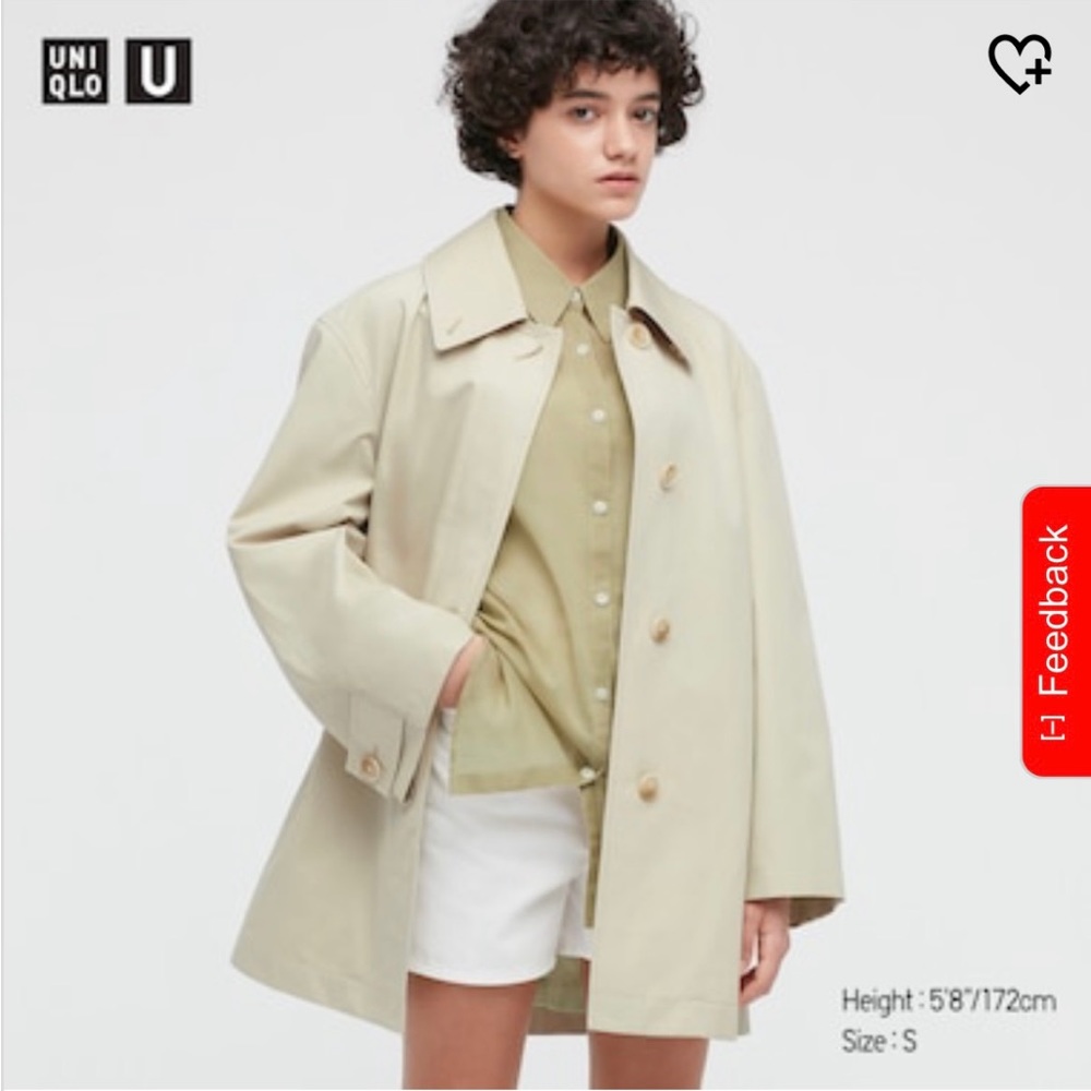 Uniqlo U Soutien Collar Short Coat Small MSRP $129